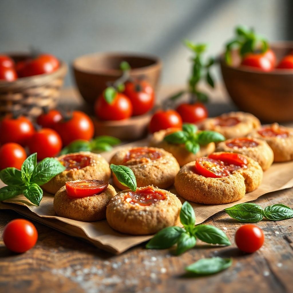 Sachets de biscuits sablés tomates séchées et basilic