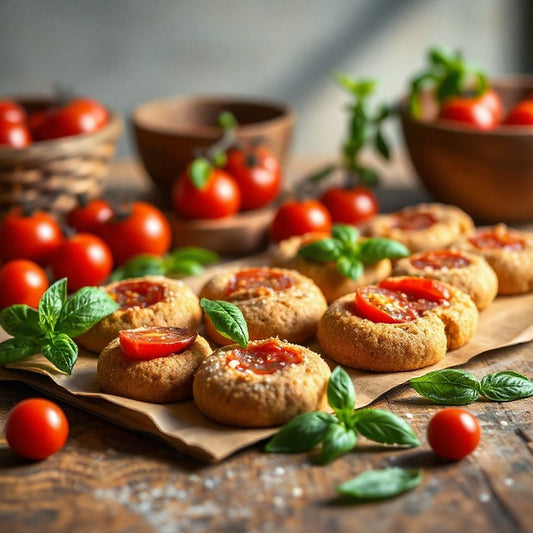 Sachets de biscuits sablés tomates séchées et basilic