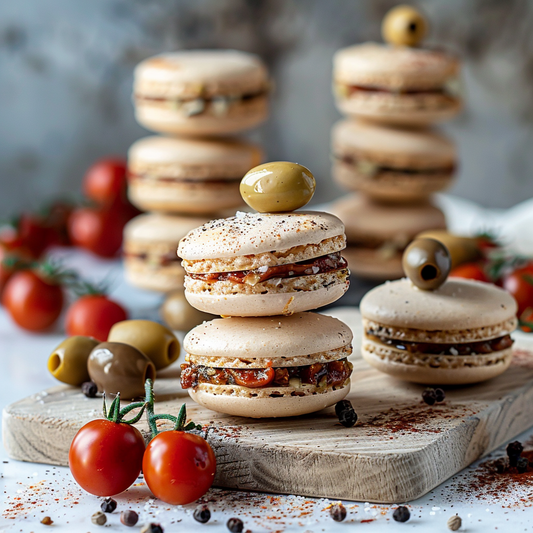 Macaron tomate cerise et tapenade