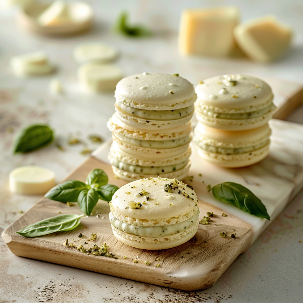Macarons mozzarella pesto